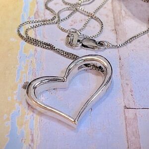 Vintage Designer Pendant Abstract Heart Solid 925 Sterling Silver Pendant!